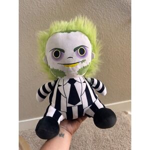Beetlejuice Plush Figure Black White Striped Suit Green Hair Just Play 10 inch